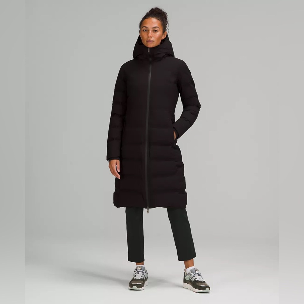 Lululemon Sleet Street 600-Down-Fill long Jacket coat parka black size 8